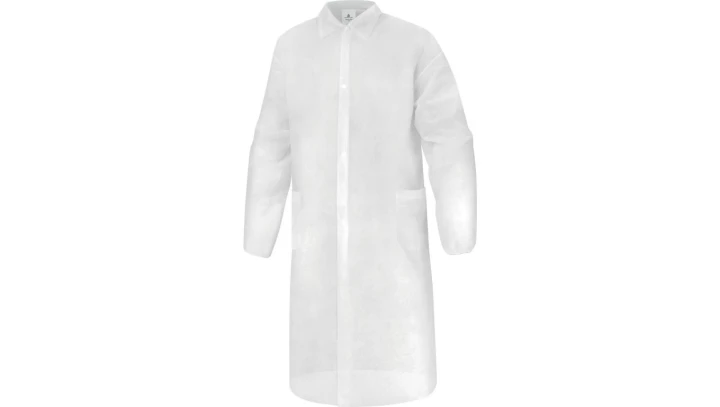 Bluza z włókniny polipropylenowej przystosowana do kontaktu z żywnością zapinana na zatrzaski kol.biały roz XL CORP BLOUSPOXG