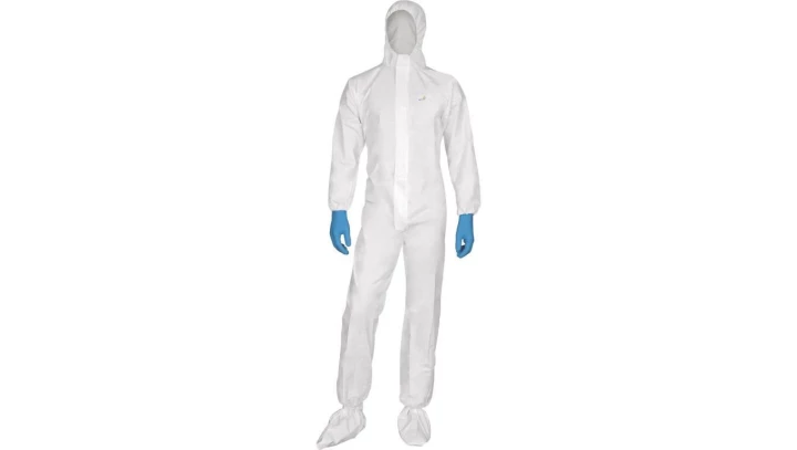 Kombinezon z kapturem obszytym gumką z polipropylen (70) i polietylen (30) kolor biały rozmiar M CORP DT115TM