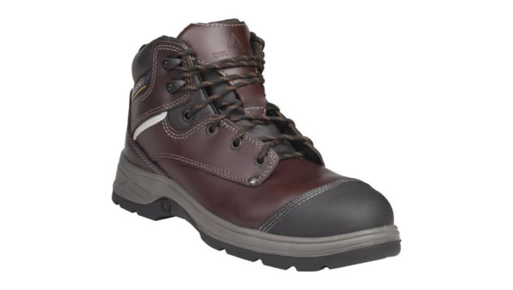 Trzewiki z pełnej skóry licowej podeszwa z panorubber i kauczuku nitrylu podnosek i wkładka kompozytowe kolor brązowy rozmiar 3