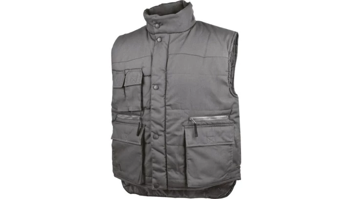 Kamizelka ocieplana z wieloma kieszeniami z poliestru (65) i bawełny (35) pikowana kolor szary rozmiar 3XL CORP SIERRGR3X