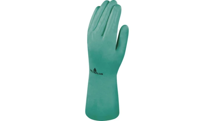 Rękawice z nitrylu flokowane dł. 33 cm gr. 040 mm kolor zielony rozmiar 7 MAIN VE801VE07