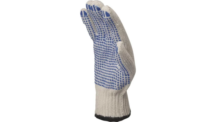 Rękawice dziane z poliestru i bawełny dłoń nakrapiana PVC ścieg 7 kolor biały rozmiar 9 MAIN TP16909