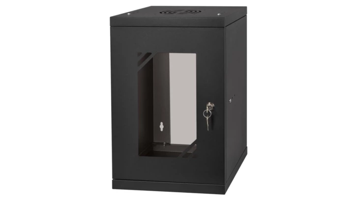 Szafa wisząca RACK 10 9U 300mm drzwi szklane czarna