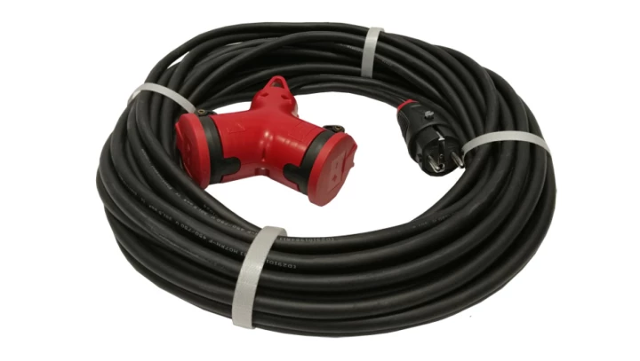 Przedłużacz budowlany jednofazowy elCORD 16A 230V IP44 20m H07RN-F 3G1,5 z wtyczką uni-schuko i podwójnym gniazdem 31125200