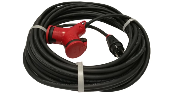 Przedłużacz budowlany jednofazowy elCORD 16A 230V IP44 30m H07RN-F 3G2,5 z wtyczką uni-schuko i podwójnym gniazdem 31126300