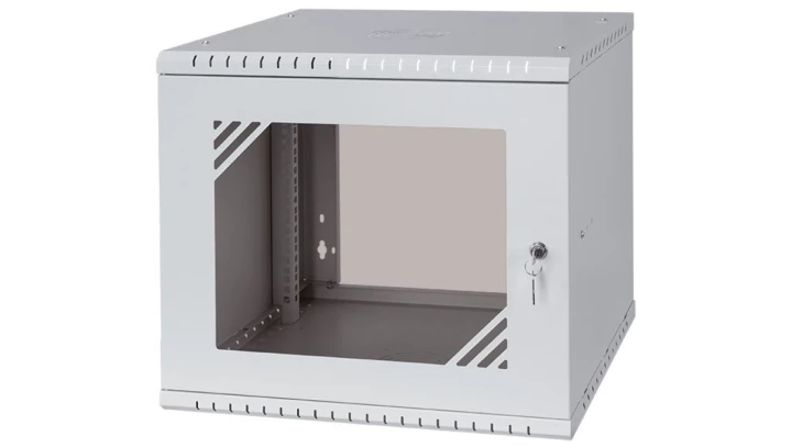 Szafa wisząca RACK 19 9U 450mm drzwi szklane szara PRO