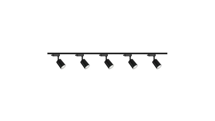 Zestaw 5x lampa SIENA ALU Track 3F czarna z żarówką led gu10 PHILIPS 5W ciepła biała + szynoprzewód 2m kolor czarny