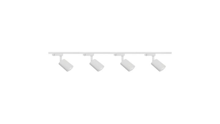 Zestaw 4x lampa SIENA ALU Track 3F biała z żarówką led gu10 PHILIPS 5W ciepła biała + szynoprzewód 2m kolor biały