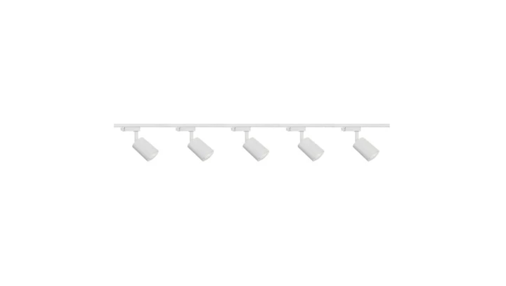 Zestaw 5x lampa SIENA ALU Track 3F biała z żarówką led gu10 PHILIPS 5W ciepła biała + szynoprzewód 2m kolor biały