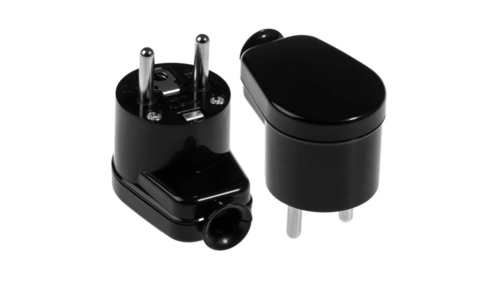 Wtyczka kątowa na kabel 2P+Z 16A czarna