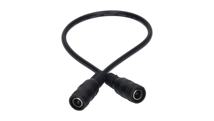 Przedłużka DC 5.5/2.1 1G-1G czarna 30cm 22/20awg