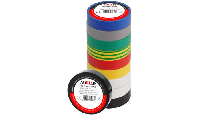 TAŚMA IZOLACYJNA 20M PCV / PVC MULTIKOLOR WODOODPORNA IZOLACJA 19MM 10SZT.