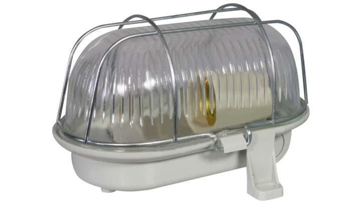 Oprawa kanałowa OWAL 60W E27 z siatką metalową IP44 szara D.3166S