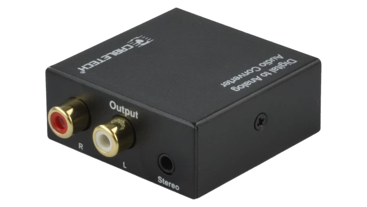 Konwerter Audio cyfrowo-analogowy RCA Cinch / TOSLINK - 2x RCA Cinch / mini Jack 3,5mm aktywny czarny