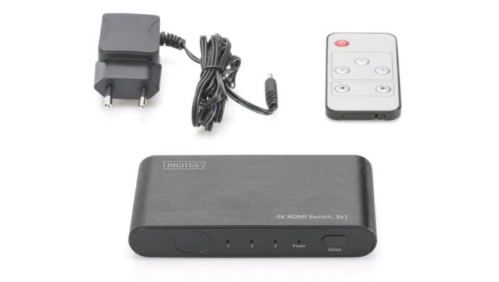 Przełącznik/Switch HDMI 3-portowy 4K 60Hz UHD 3D HDR, HDCP 2.2 audio DS-45316