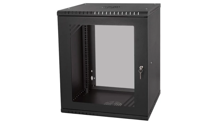 Szafa wisząca RACK 19 12U 600mm drzwi szklane czarna BOX