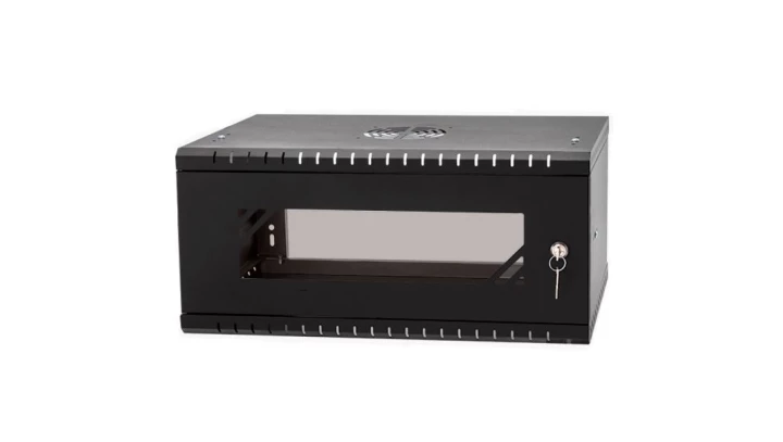 Szafa wisząca RACK 19 4U 450mm drzwi szklane czarna BOX