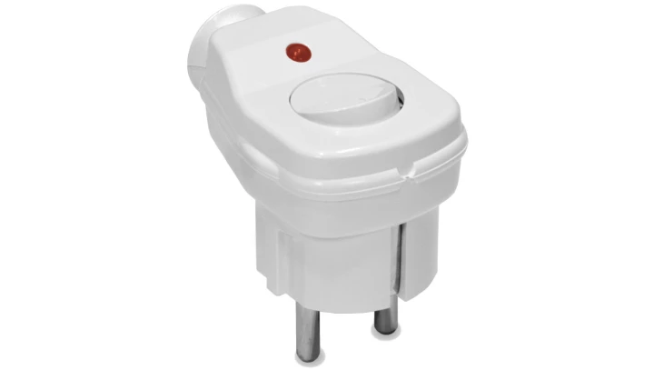 Wtyczka kątowa 2P+Z 16A wyłącznik Uni-Schuko biała