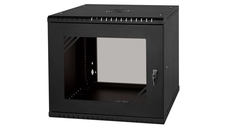 Szafa wisząca RACK 19 9U 450mm drzwi szklane czarna PRO