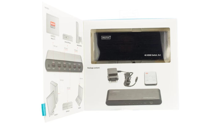 Przełącznik/Switch HDMI 5-portowy 4K 60Hz UHD 3D HDR, HDCP 2.2 audio DS-45317