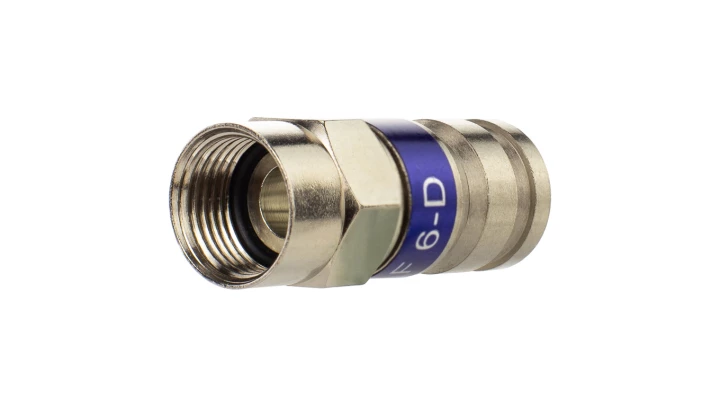 Wtyk antenowy F kompresyjny HQ niebieski na przewód RG6 TC6 Trishield 3SH75
