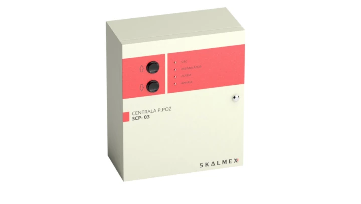 Centrala przeciwpożarowa sterująca i zasilacz do systemów rozprzestrzeniania dymu i ognia, SKALMEX SCP-03
