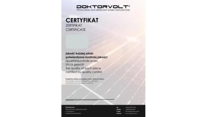 Rozdzielnica PV Fotowoltaiczna Rozłącznik AC 3F B20 25A 300mA T2 Doktorvolt 4623