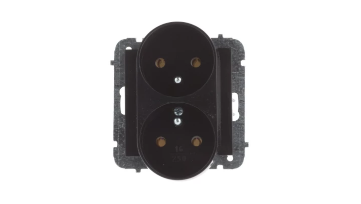 Sentia Gniazdo podwójne z/u 16A czarny połysk 1443-58