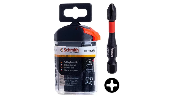 Bity udarowe PH2 50mm 10szt zestaw BIT krzyżowy / philips - Schmith