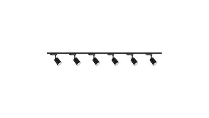 Zestaw 6x lampa SIENA ALU Track 3F czarna z żarówką led gu10 PHILIPS 5W ciepła biała + szynoprzewód 2 x 2m kolor czarny