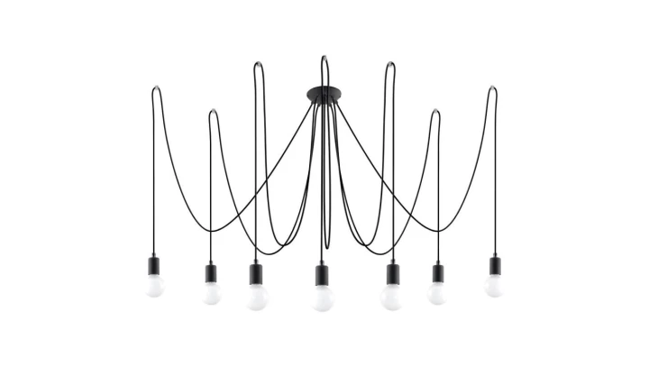 Żyrandol EDISON 7 Czarny SL.0372 SOLLUX