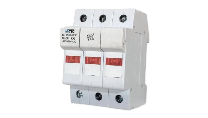 Podstawa bezpiecznikowa z kontrolką na wkładki gG 10x38 3P 32A 690V~ RT18-32X