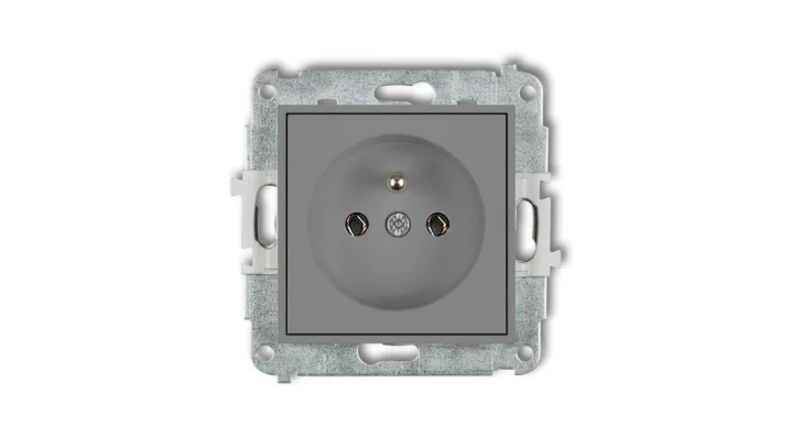 ICON Mechanizm gniazda pojedynczego z uziemieniem 2P+Z (bez przesłon torów prądowych) szary mat 27IGP-1z
