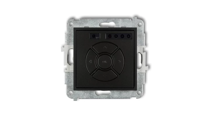 ICON Mechanizm elektronicznego sterownika roletowego (przycisk centralny/dodatkowy) czarny mat 12ISR-6