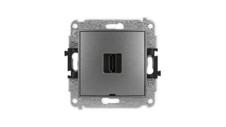 ICON Mechanizm gniazda pojedynczego HDMI 2.0, bez pola opisowego grafitowy 11IHDMIBO-3