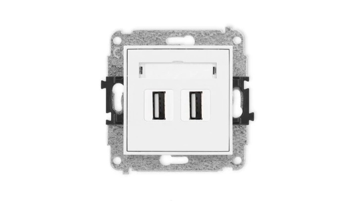 ICON Mechanizm gniazda podwójnego 2xUSB A-A 2.0 biały mat 25IGUSB-2