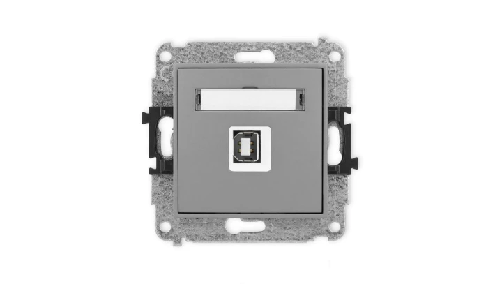 ICON Mechanizm gniazda pojedynczego USB A-B 2.0 szary mat 27IGUSB-3