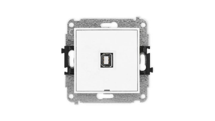 ICON Mechanizm gniazda pojedynczego USB A-B 2.0, bez pola opisowego biały IGUSBBO-3