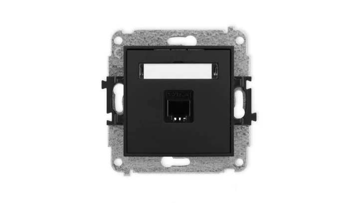 ICON Mechanizm gniazda telefonicznego pojedynczego 1xRJ11, 4-stykowy, beznarzędziowe czarny mat 12IGT-1