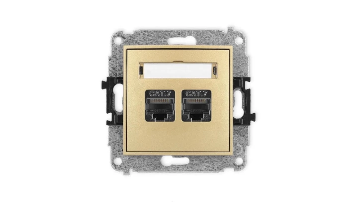 ICON Mechanizm gniazda komputerowego podwójnego 2xRJ45, kat. 7, ekranowane, 8-stykowy złoty 29IGK-10