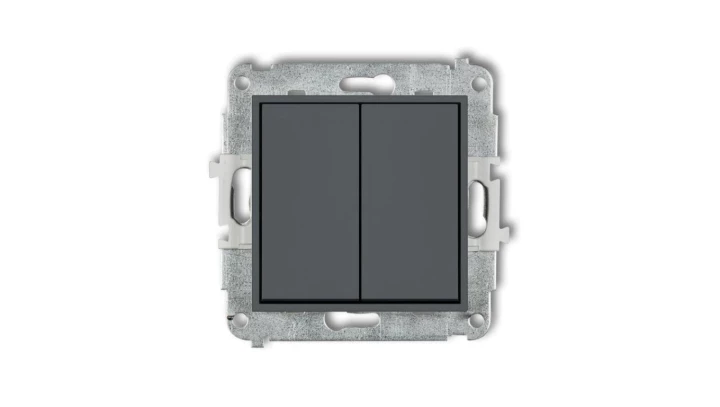 ICON Mechanizm łącznika podwójnego schodowego (dwa klawisze bez piktogramów) grafitowy mat 28IWP-33.1