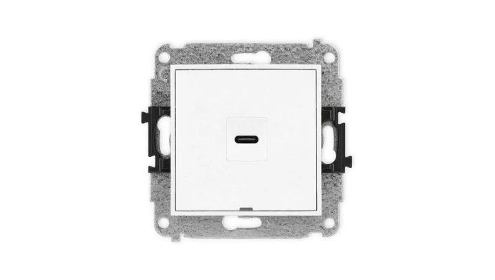 ICON Mechanizm gniazda pojedynczego 1xUSB C-C, bez pola opisowego biały IGUSBBO-7