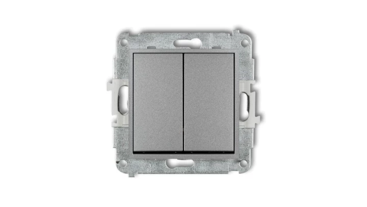 ICON Mechanizm łącznika jednobiegunowego ze schodowym (dwa klawisze bez pikt., wspólne zasilanie) srebrny metalik 7IWP-10.11