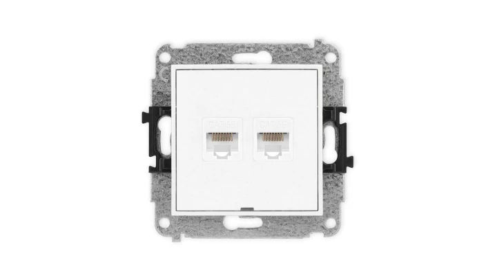 ICON Mechanizm gniazda komputerowego podwójnego 2xRJ45, kat. 5e, 8-stykowy, bez pola opisowego biały IGKBO-2