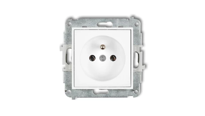 MINI Mechanizm gniazda pojedynczego z uziemieniem 2P+Z (bez przesłon torów prądowych) biały mat 25MGP-1z
