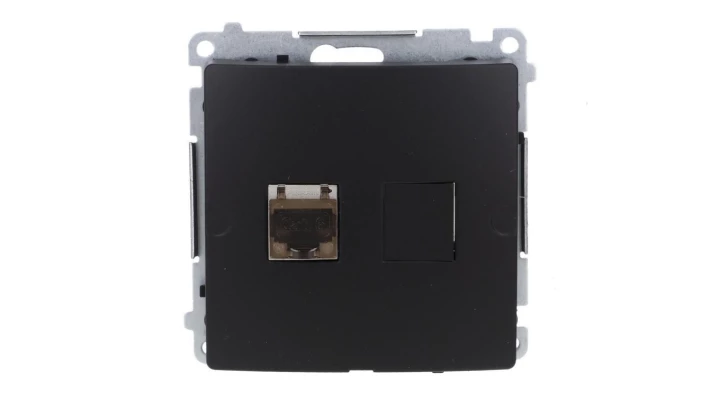 Simon Basic Gniazdo komputerowe RJ45, kat. 6, pojedyncze ekranowane z przesłoną przeciwkurzową (moduł). czarny BM61E.01/49