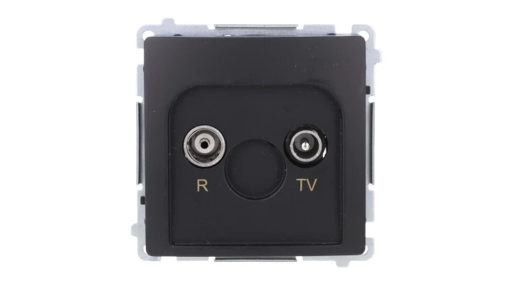 Simon Basic Gniazdo antenowe R-TV przelotowe 10 dB (moduł), 1x wejście: 5–862 MHz czarny BMZAP10/1.01/49