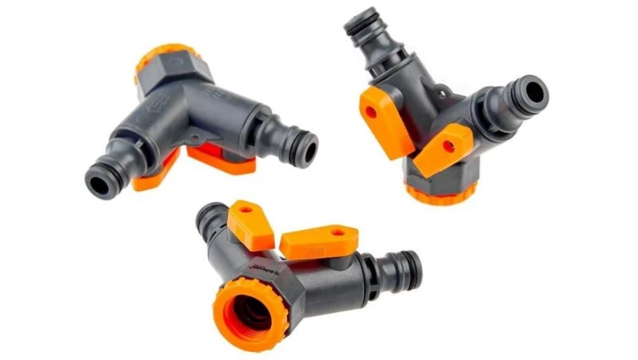 Rozdzielacz do wody na kran podwójny z zaworami rozdzielacz węża ogrodowego Schmith