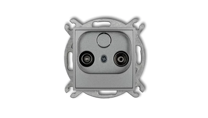 ICON Mechanizm gniazda abonenckiego RTV przelotowego 9dB srebrny metalik 7IG9P