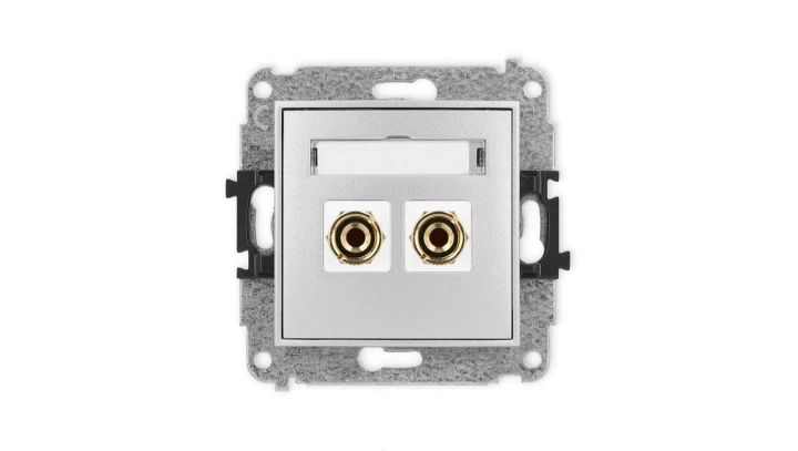 ICON Mechanizm gniazda głośnikowego poj. (typu banan - czerwony i czarny, pozłacany, 4 mm2, do lutowania) srebrny metalik 7IGG-3